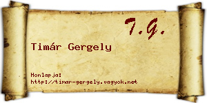 Timár Gergely névjegykártya